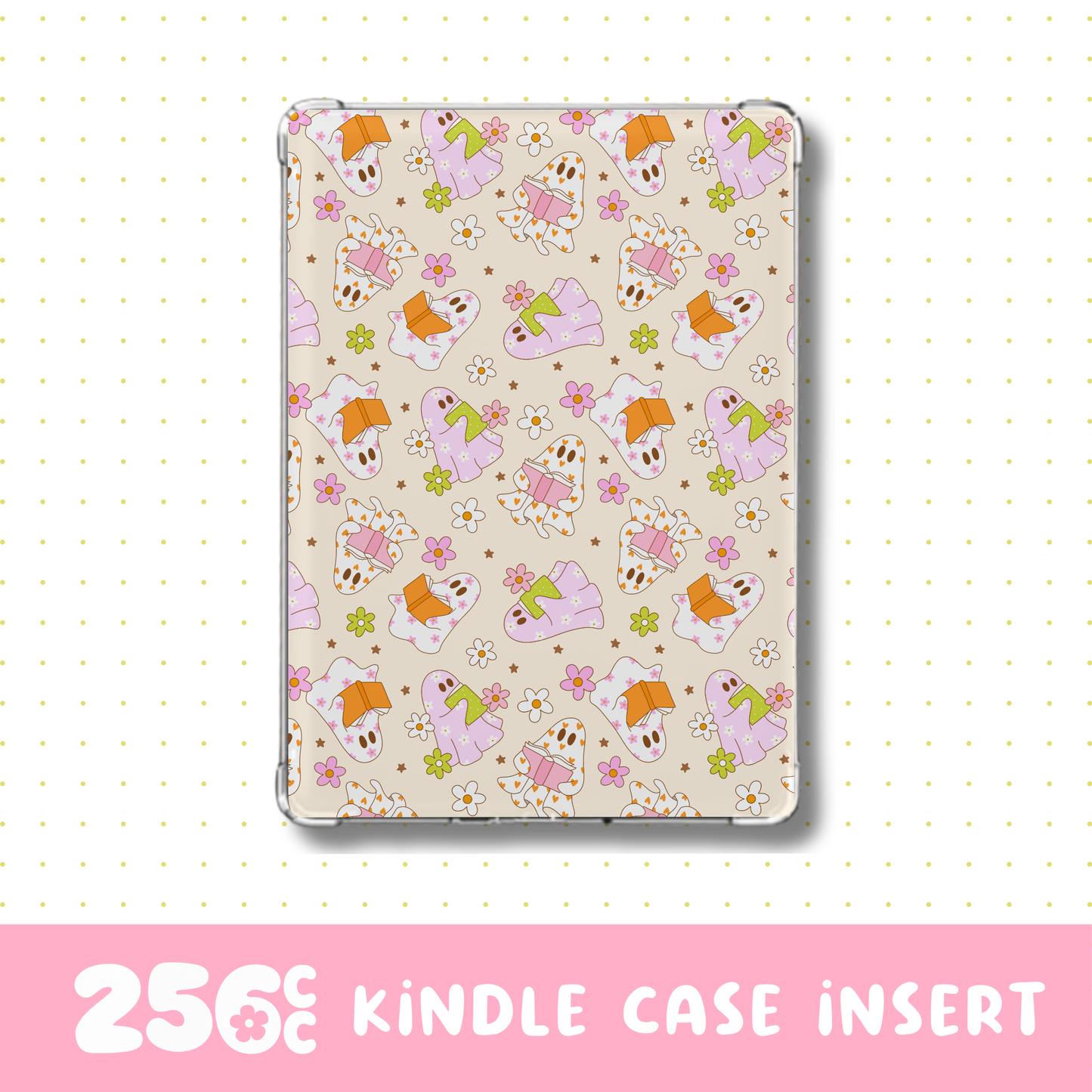 Cute Bookish Ghost E-Reader Case Insert