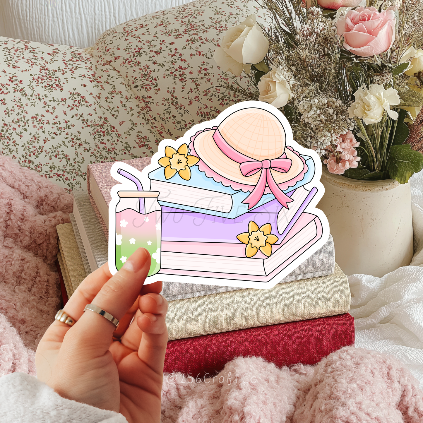 Spring Book Stack Sticker