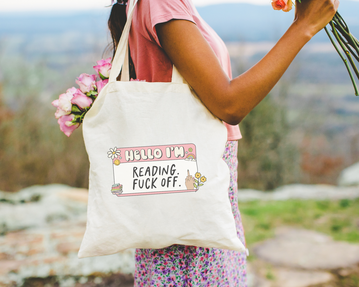 I'm Reading Fuck Off Pink Tote Bag