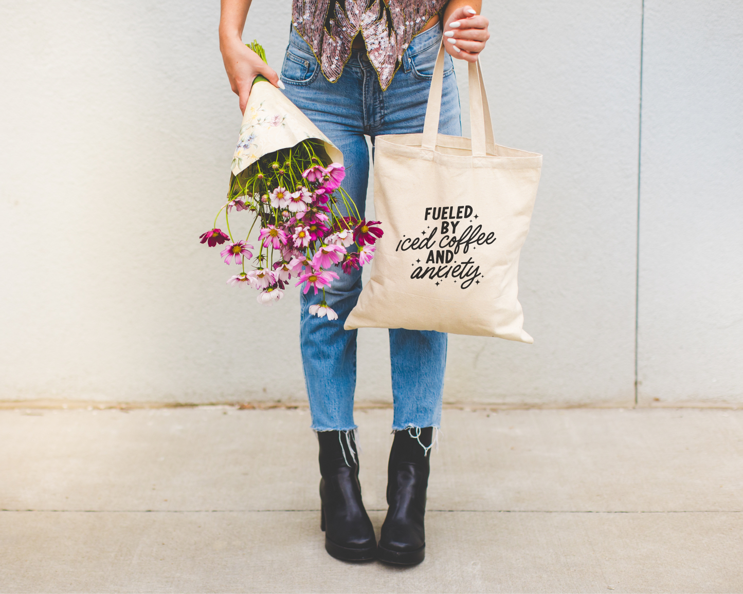 Fueled By Iced Coffee And Anxiety Tote Bag