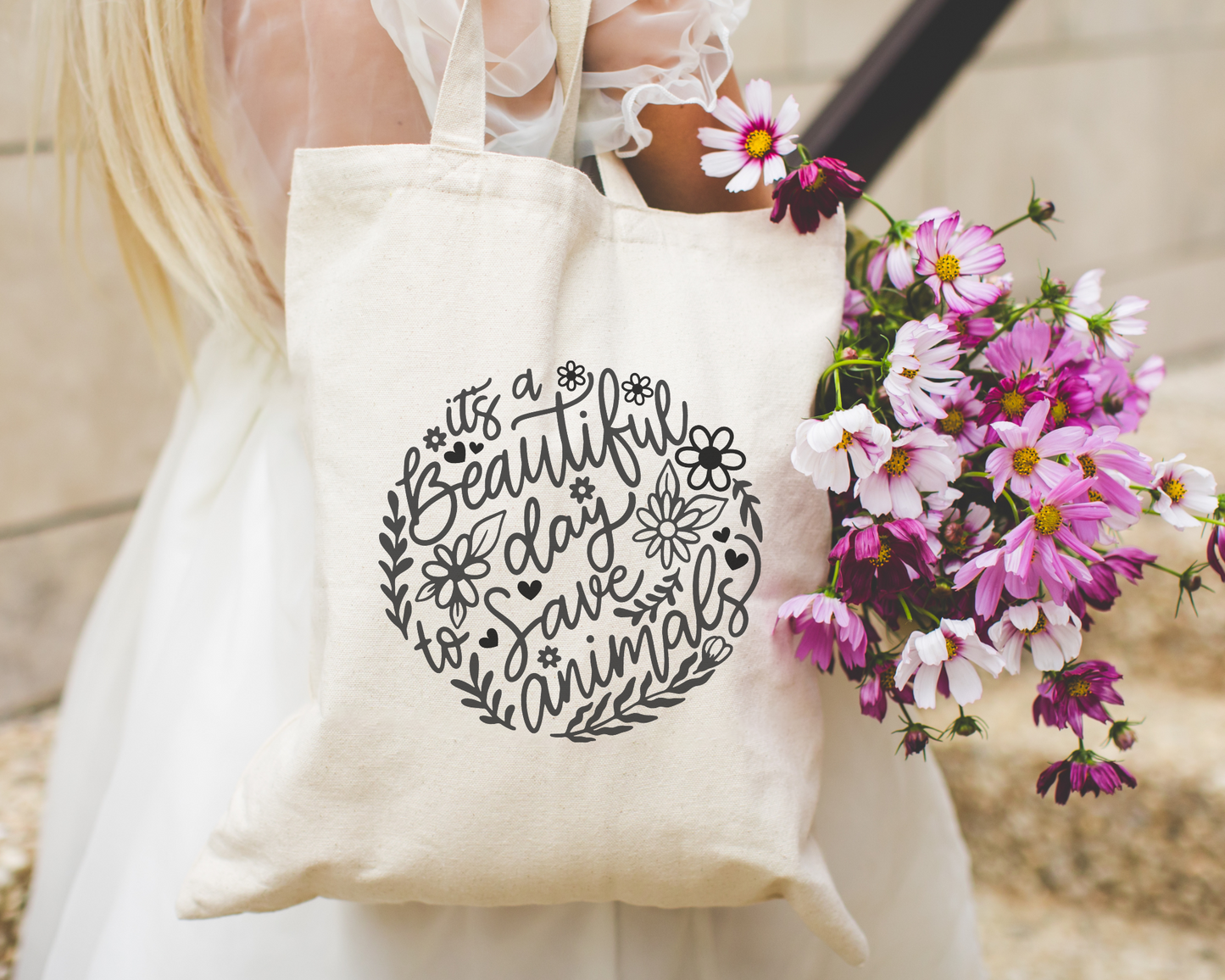 It's A Beautiful Day To Save Animals Tote Bag