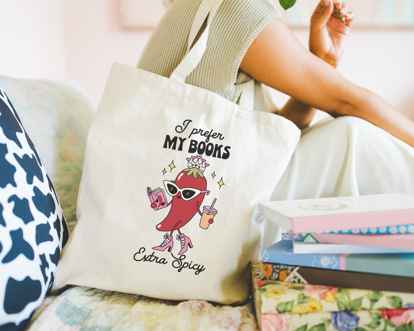 I Prefer My Books Extra Spicy Tote Bag