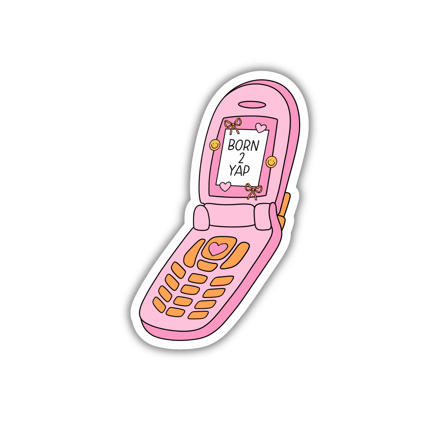 Born 2 Yap Pink & Orange Sticker