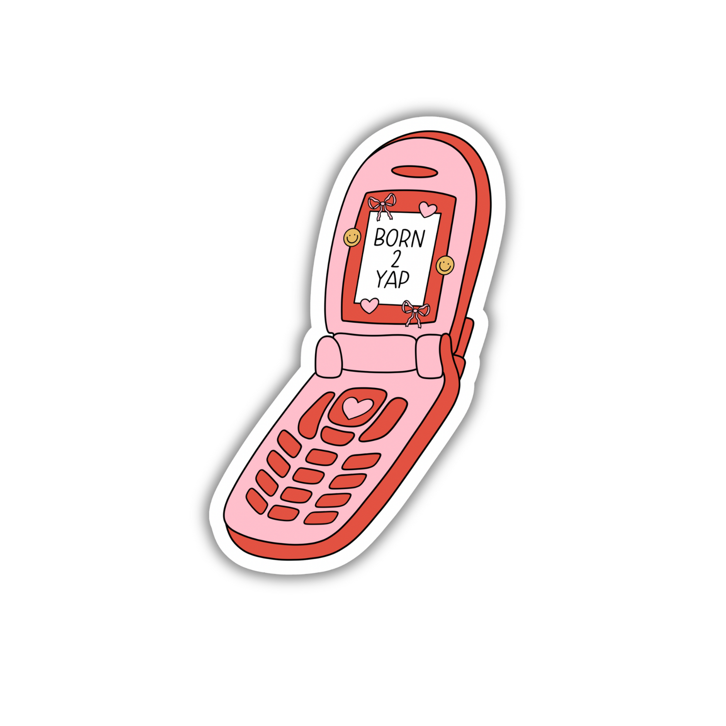 Born 2 Yap Pink & Red Sticker