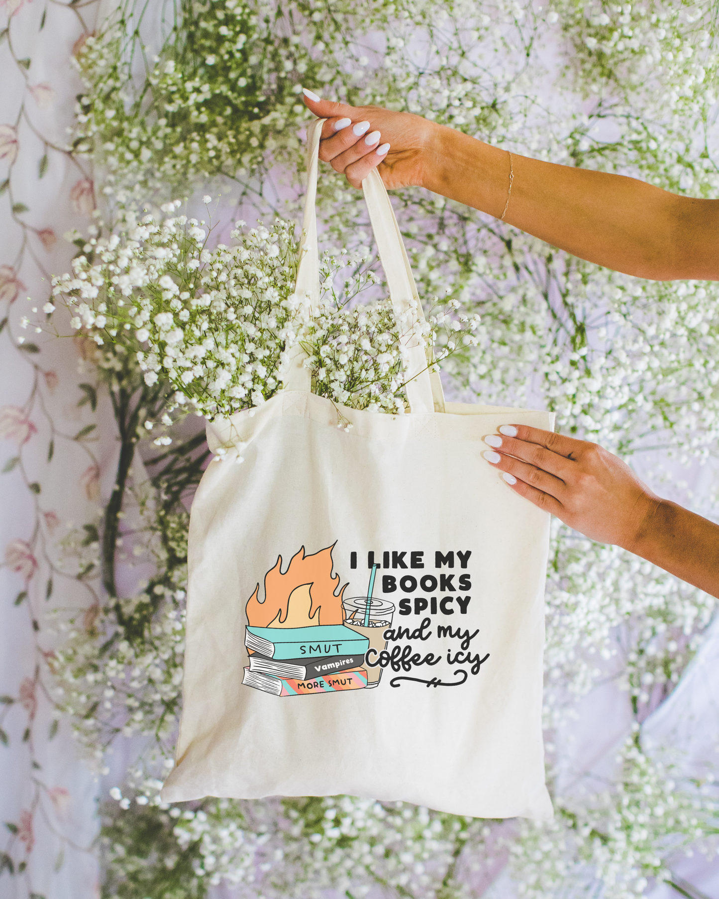 I Like My Books Spicy and My Coffee Icy Tote Bag