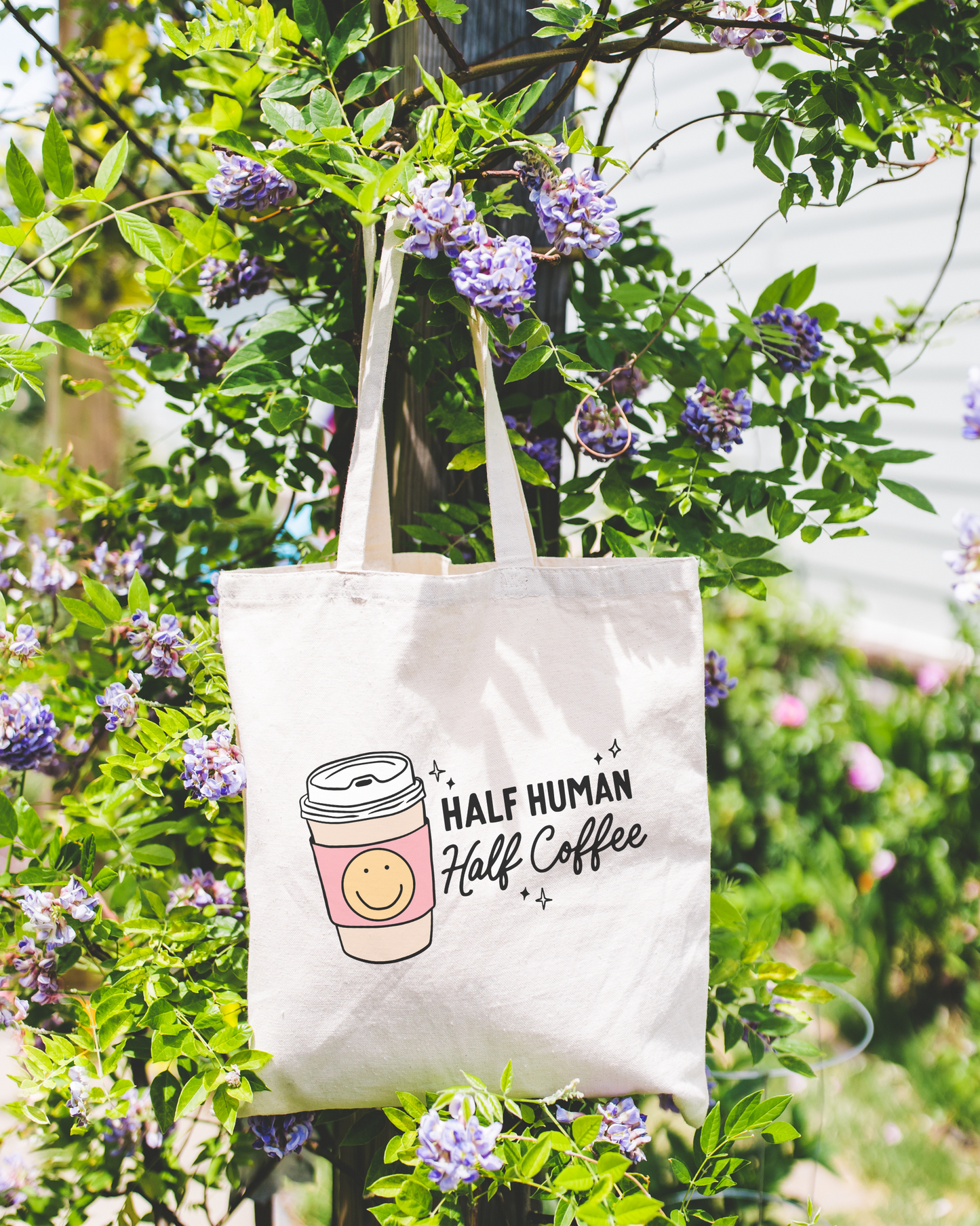 Half Human Half Coffee Tote Bag