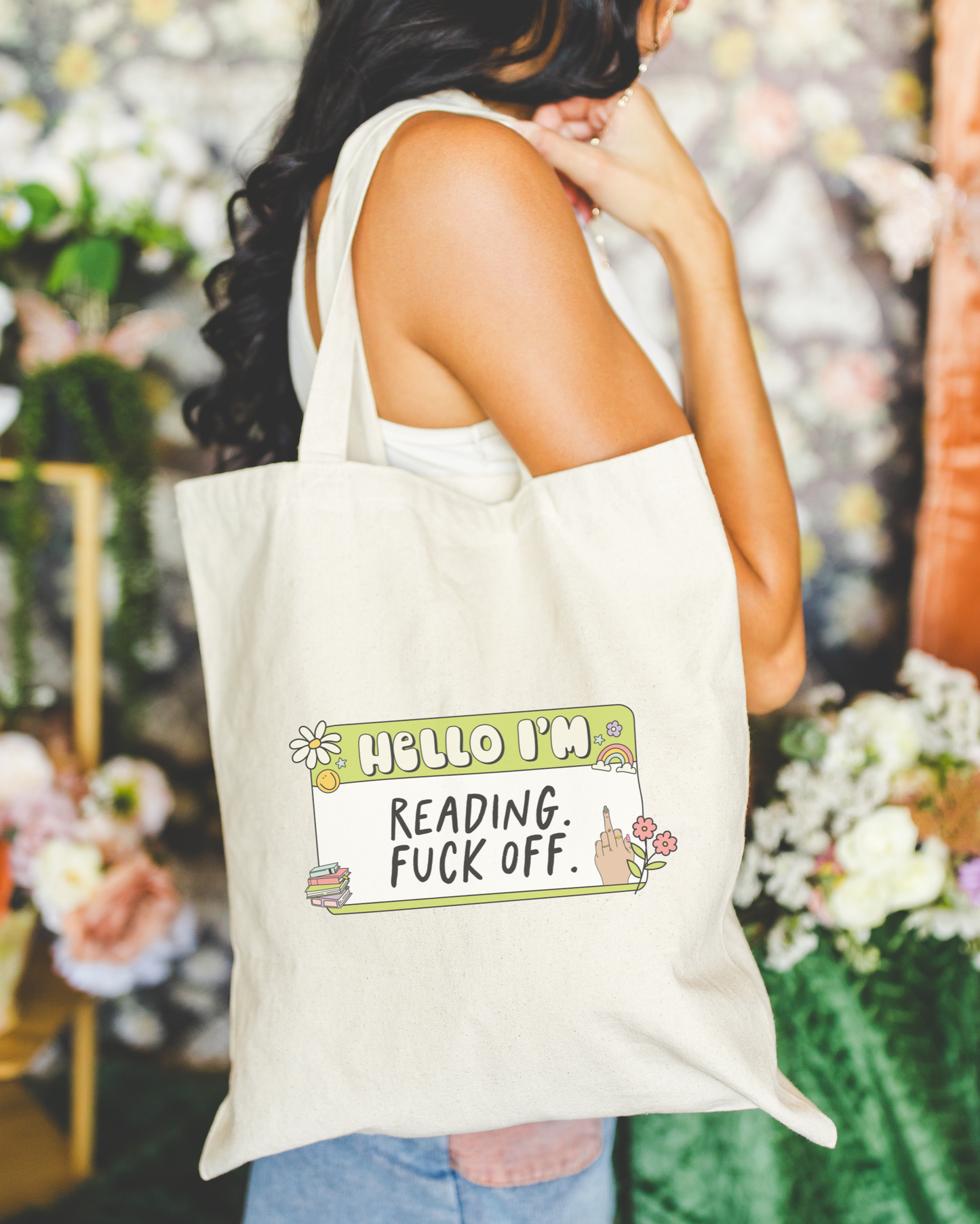 I'm Reading Fuck Off Green Tote Bag