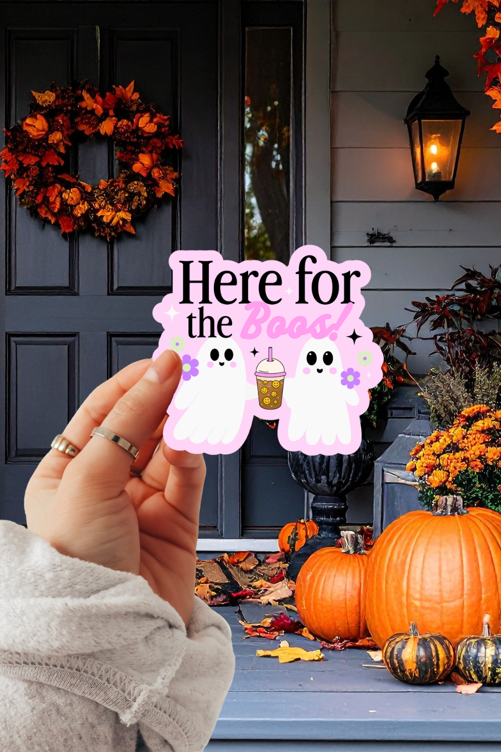 Here For The Boos Pink Sticker