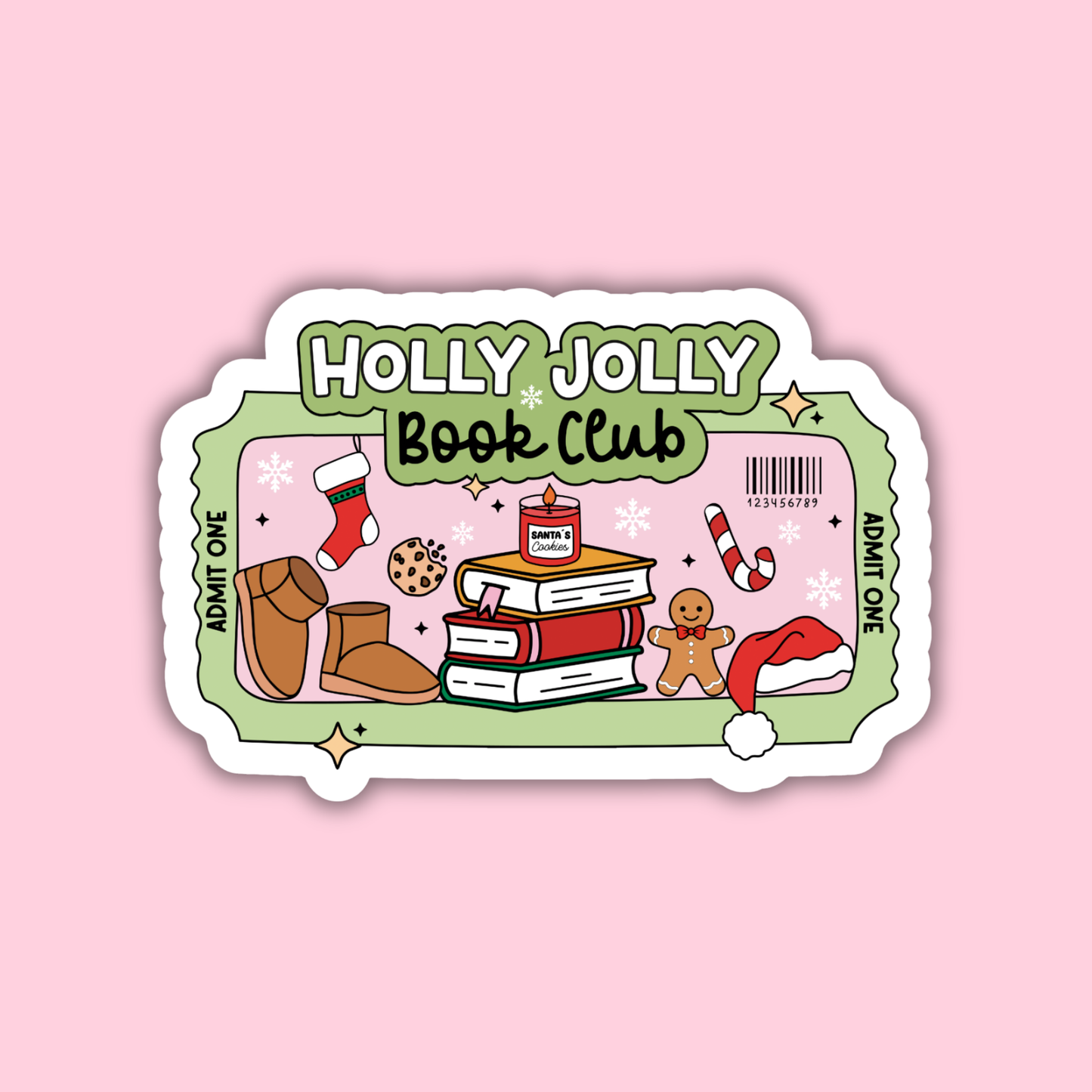 Holly Jolly Book Club Sticker