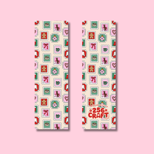 Christmas Stamps Bookmark Linen