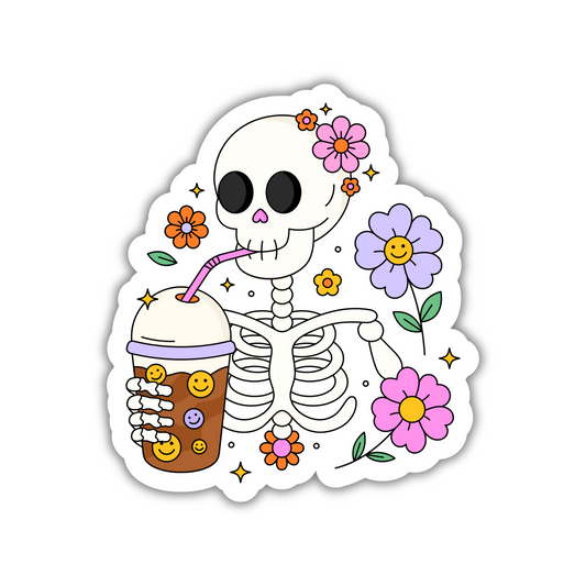 Coffee Skelly Sticker