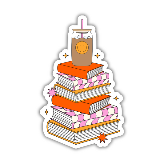 Coffee & Book Stack Sticker