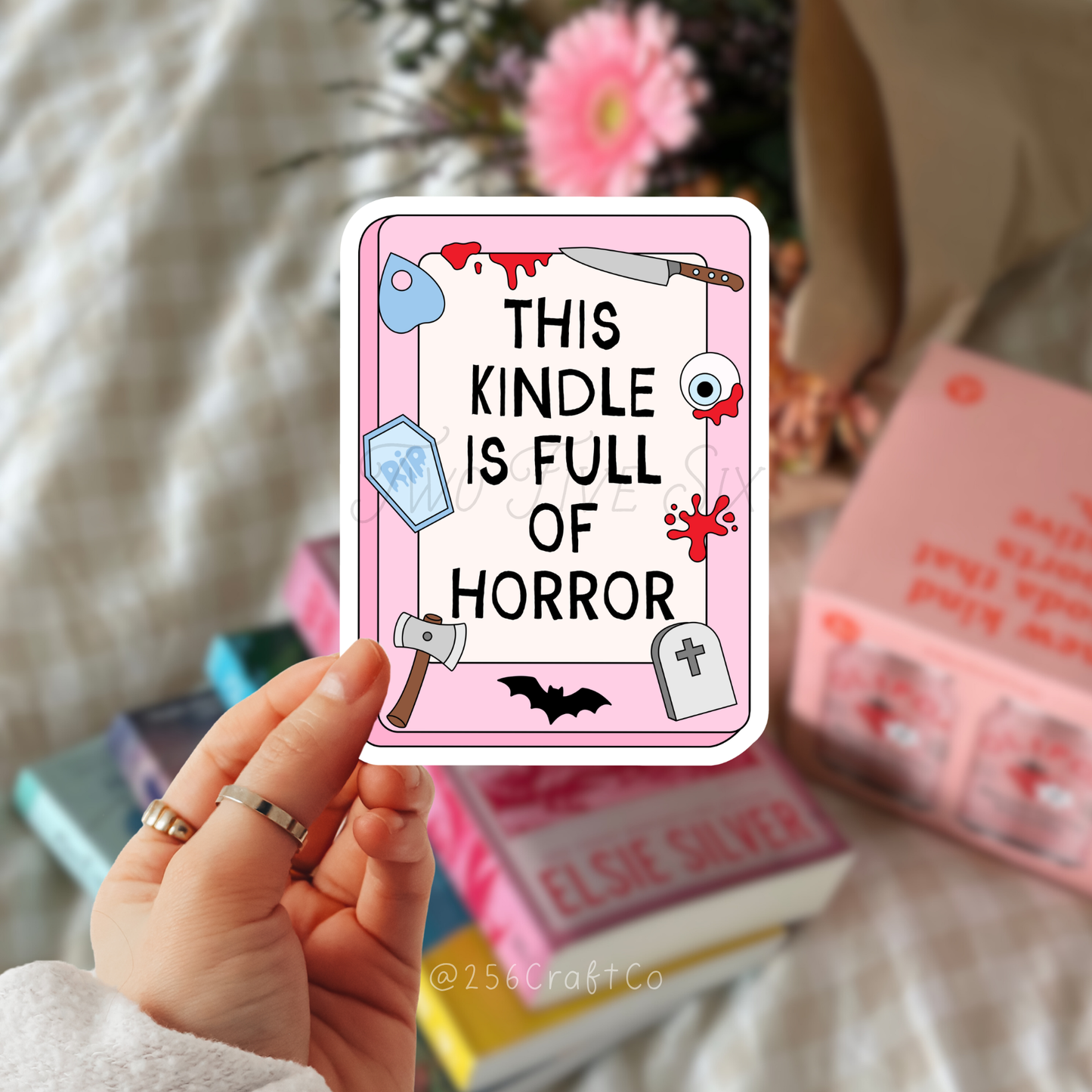 This Kindle Is Full Of Horror Pink Sticker