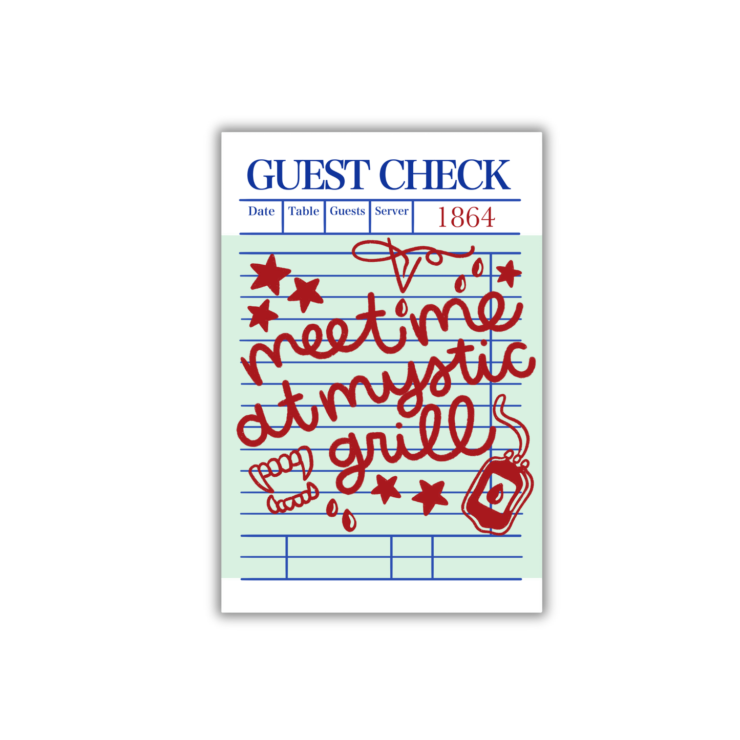 Meet Me at Mystic Grill Guest Check Sticker