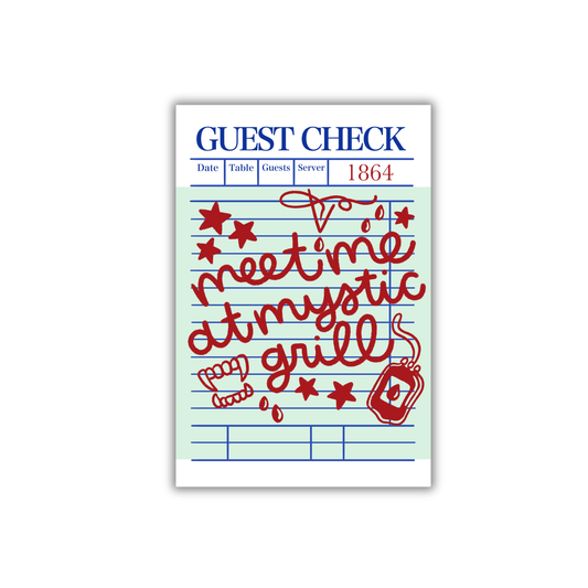 Meet Me at Mystic Grill Guest Check Sticker