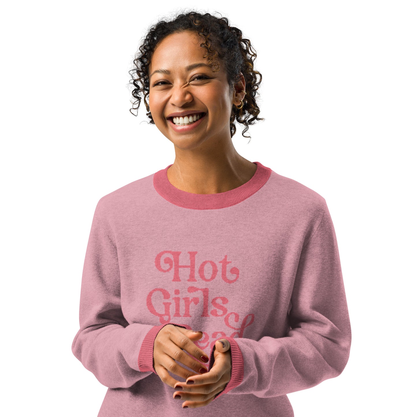 Hot Girls Read - Knitted Crew Neck Sweater