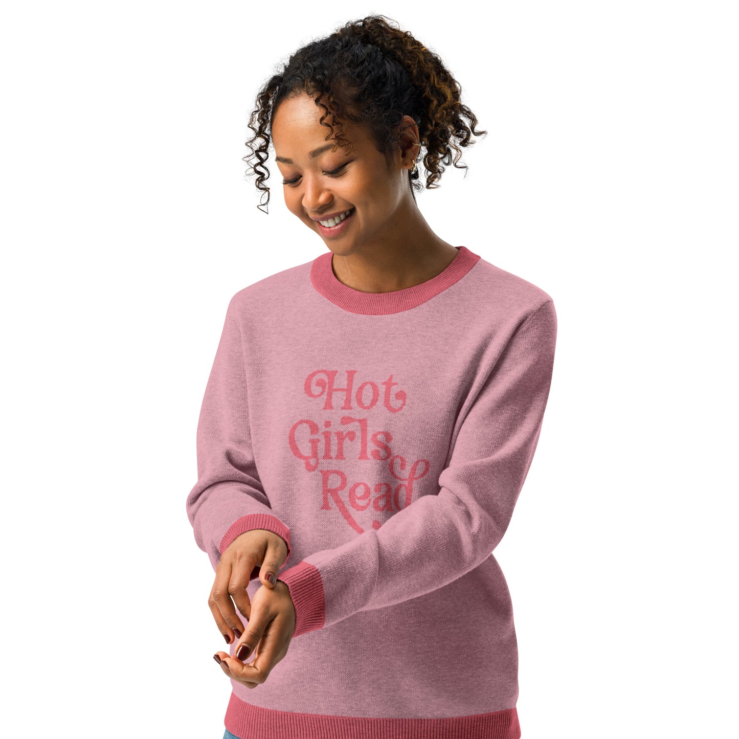 Hot Girls Read - Knitted Crew Neck Sweater