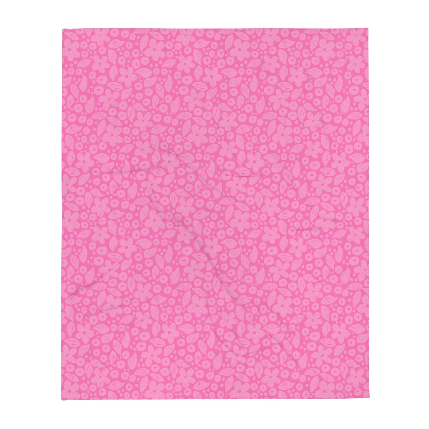 Pink Retro Flowers Throw Blanket