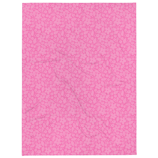 Pink Retro Flowers Throw Blanket