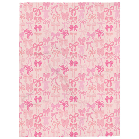 Pink Coquette Bows Throw Blanket