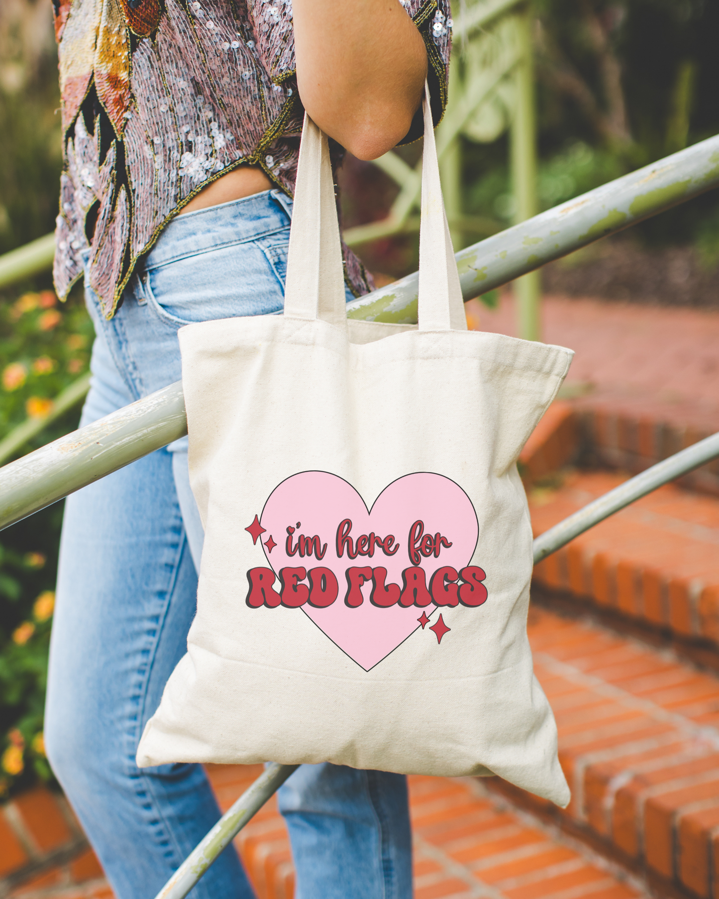 I'm Here For Red Flags Tote Bag