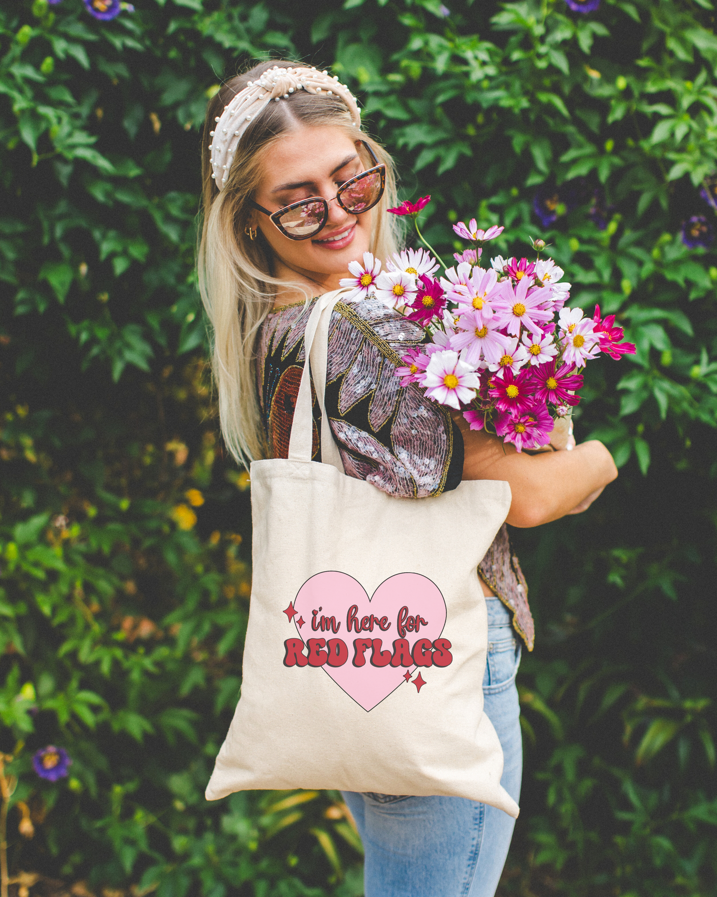 I'm Here For Red Flags Tote Bag