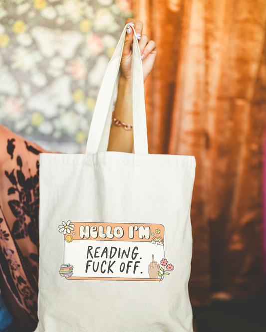 I'm Reading Fuck Off Orange Tote Bag