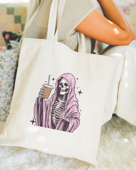 Iced Coffee Skeleton Tote Bag