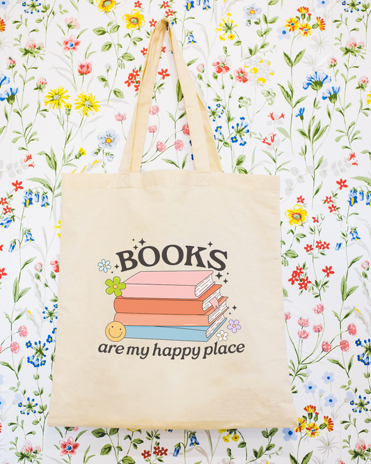 Books Are My Happy Place Tote Bag