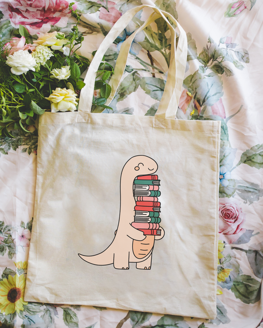 Bookish Dino Tote Bag